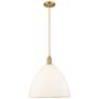 1_Arcadia Bristol 16"W Brushed Brass Cord Pendant w/ Matte White Shade