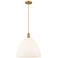 Arcadia Bristol 16"W Brushed Brass Cord Pendant w/ Matte White Shade
