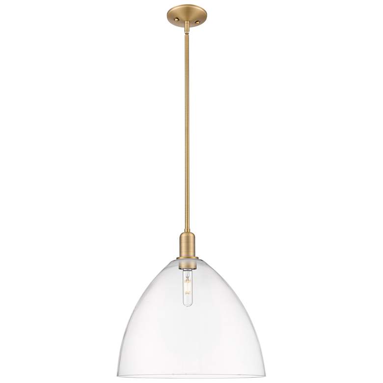 Image 1 Arcadia Bristol 16"W Brushed Brass Stem Mini Pendant w/ Clear Shade