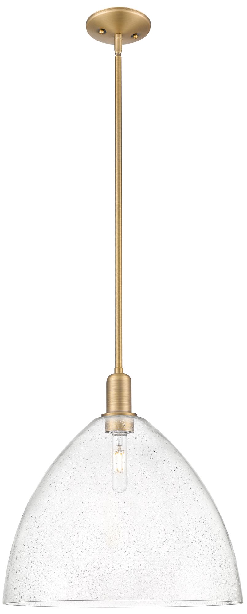 Arcadia Bristol 16"W Brushed Brass Stem Mini Pendant w/ Seedy Shade