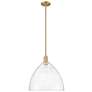 Arcadia Bristol 16"W Brushed Brass Stem Mini Pendant w/ Seedy Shade
