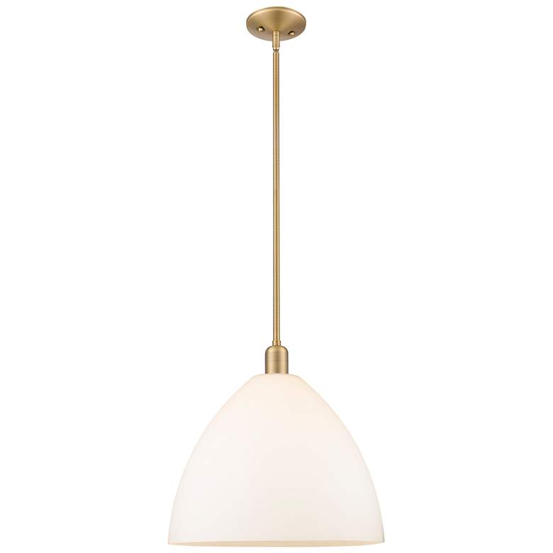 Image 1 Arcadia Bristol 16"W Brushed Brass Stem Pendant w/ Matte White Shade