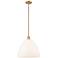 Arcadia Bristol 16"W Brushed Brass Stem Pendant w/ Matte White Shade