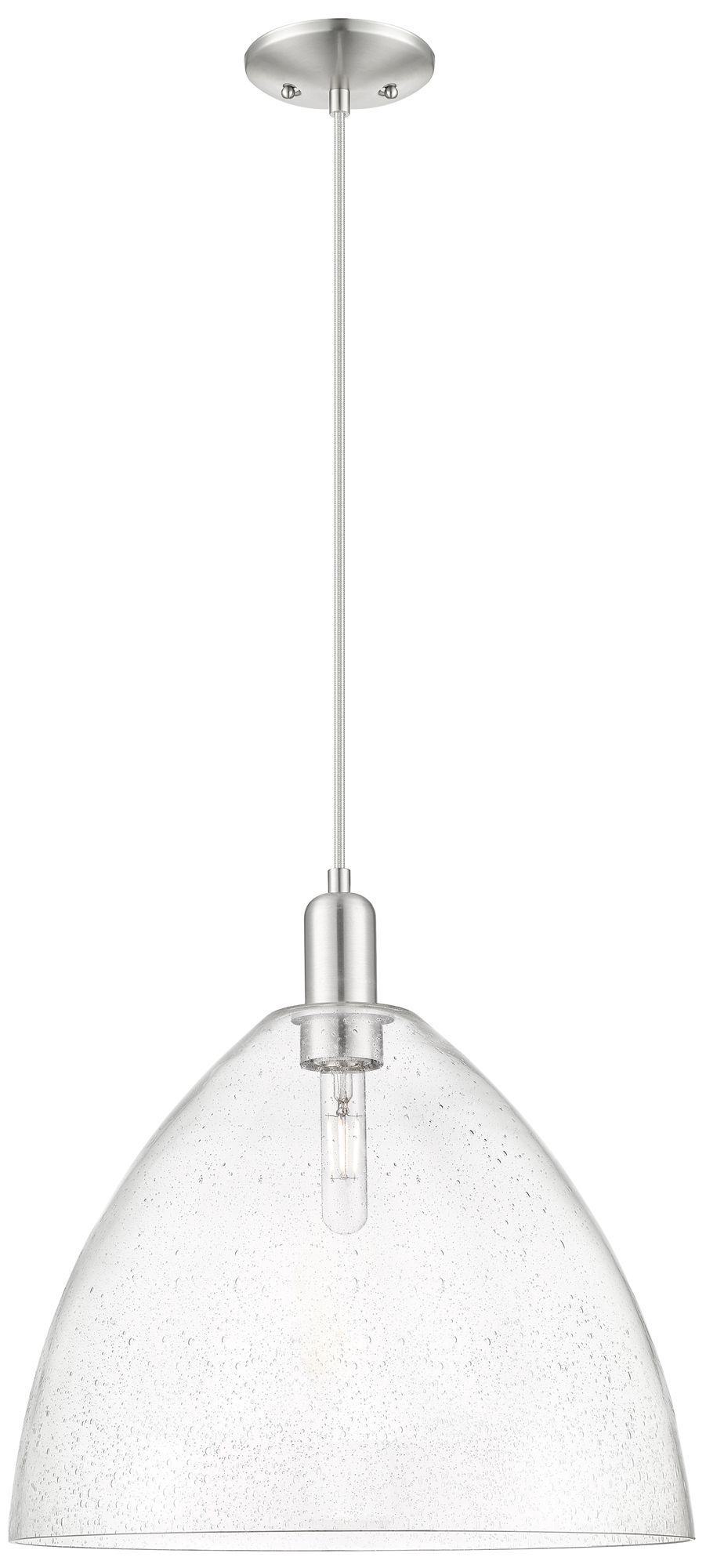 Arcadia Bristol 16"W Brushed Nickel Cord Mini Pendant w/ Seedy Shade