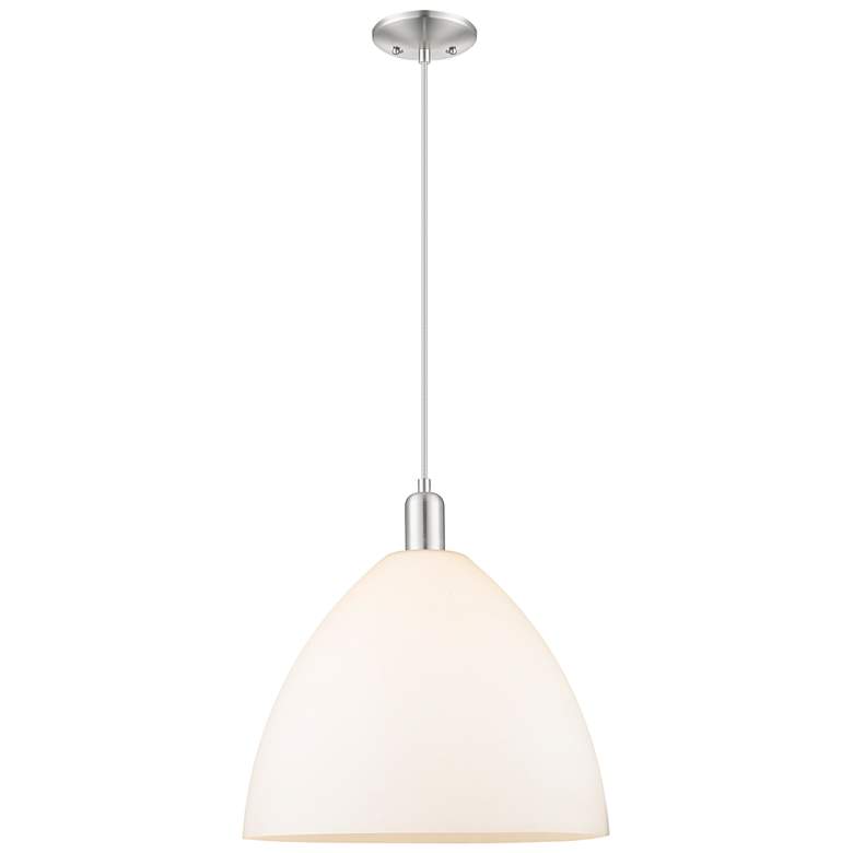 Image 1 Arcadia Bristol 16"W Brushed Nickel Cord Pendant w/ Matte White Shade