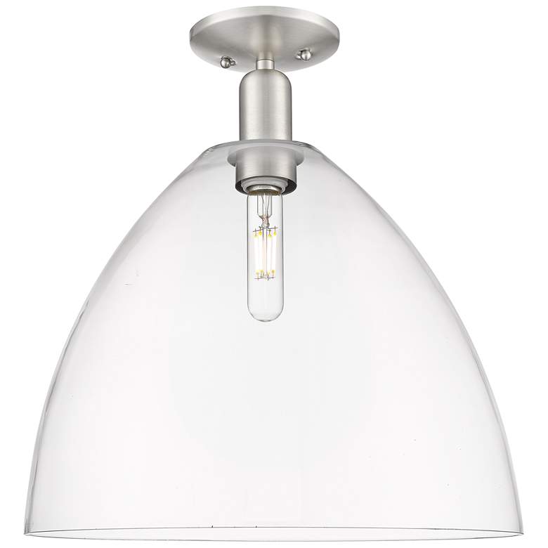 Image 1 Arcadia Bristol 16"W Brushed Nickel Semi.Flush Mount With Clear Shade