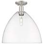 Arcadia Bristol 16"W Brushed Nickel Semi.Flush Mount With Clear Shade