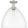 Arcadia Bristol 16"W Brushed Nickel Semi.Flush Mount With Clear Shade