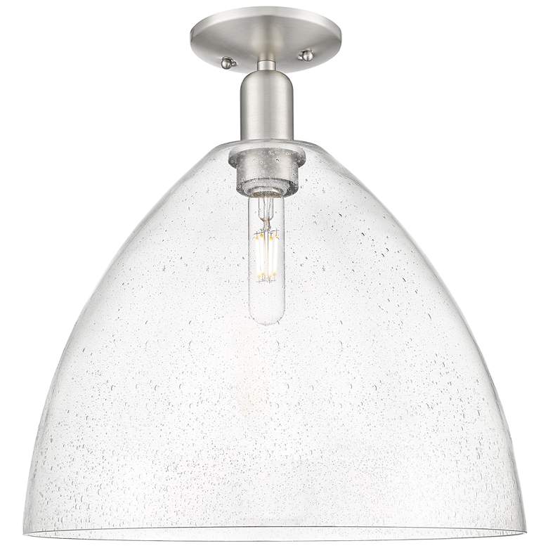 Image 1 Arcadia Bristol 16"W Brushed Nickel Semi.Flush Mount With Seedy Shade