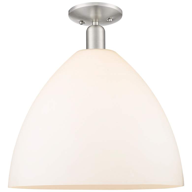 Image 1 Arcadia Bristol 16"W Brushed Nickel Semi-Flush w/ Matte White Shade