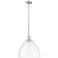 Arcadia Bristol 16"W Brushed Nickel Stem Mini Pendant w/ Clear Shade