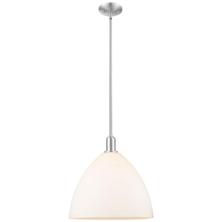 Image 1 Arcadia Bristol 16"W Brushed Nickel Stem Pendant w/ Matte White Shade