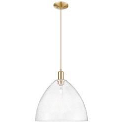 Arcadia Bristol 16"W Champagne Bronze Cord Mini Pendant w/ Seedy Shade