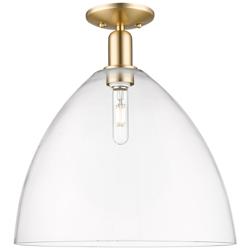 Arcadia Bristol 16"W Champagne Bronze Semi.Flush Mount w/ Clear Shade