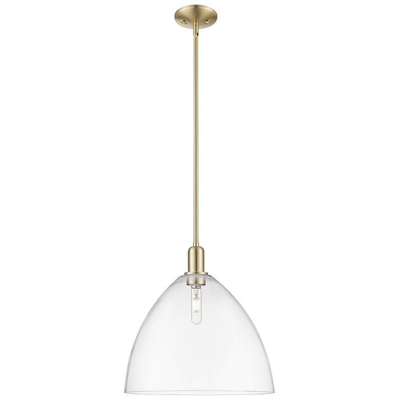 Image 1 Arcadia Bristol 16"W Champagne Bronze Stem Mini Pendant w/ Clear Shade