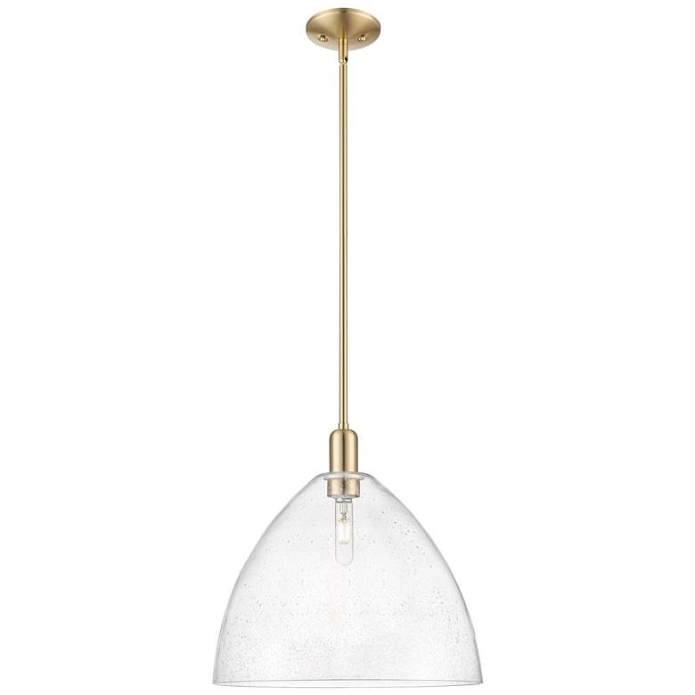 Image 1 Arcadia Bristol 16"W Champagne Bronze Stem Mini Pendant w/ Seedy Shade