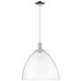 Arcadia Bristol 16"W Chrome Cord Hung Mini Pendant w/ Clear Shade