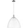 Arcadia Bristol 16"W Chrome Cord Hung Mini Pendant w/ Clear Shade