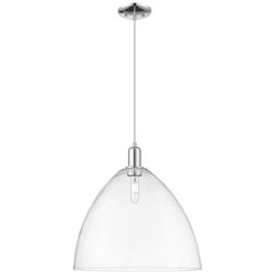 Arcadia Bristol 16"W Chrome Cord Hung Mini Pendant w/ Clear Shade