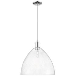 Arcadia Bristol 16"W Chrome Cord Hung Mini Pendant w/ Seedy Shade