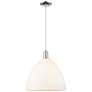 Arcadia Bristol 16"W Chrome Cord Mini Pendant w/ Matte White Shade