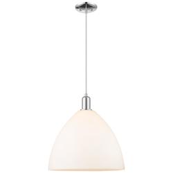 Arcadia Bristol 16"W Chrome Cord Mini Pendant w/ Matte White Shade