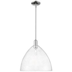Arcadia Bristol 16"W Chrome Stem Hung Mini Pendant w/ Seedy Shade