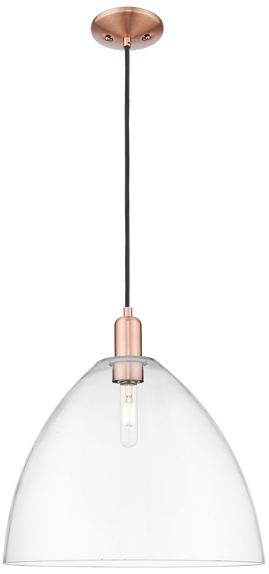 Arcadia Bristol 16"W Copper Cord Hung Mini Pendant With Clear Shade