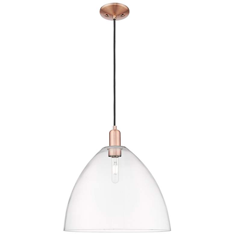 Image 1 Arcadia Bristol 16"W Copper Cord Hung Mini Pendant With Clear Shade