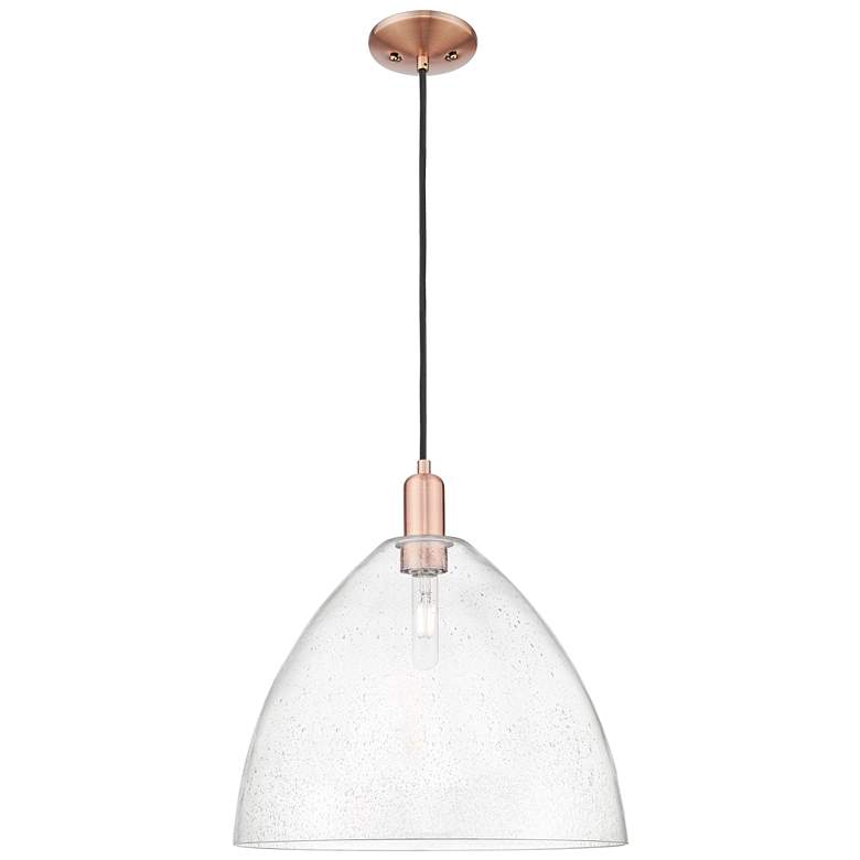 Image 1 Arcadia Bristol 16"W Copper Cord Hung Mini Pendant With Seedy Shade
