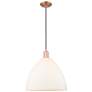 1_Arcadia Bristol 16"W Copper Cord Mini Pendant w/ Matte White Shade