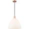 Arcadia Bristol 16"W Copper Cord Mini Pendant w/ Matte White Shade