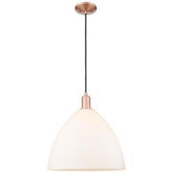 Arcadia Bristol 16"W Copper Cord Mini Pendant w/ Matte White Shade