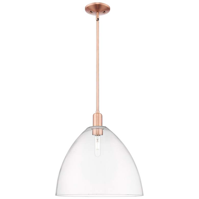 Image 1 Arcadia Bristol 16"W Copper Stem Hung Mini Pendant With Clear Shade