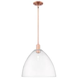 Arcadia Bristol 16"W Copper Stem Hung Mini Pendant With Clear Shade