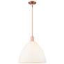 Arcadia Bristol 16"W Copper Stem Mini Pendant w/ Matte White Shade