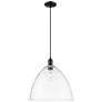 1_Arcadia Bristol 16"W Matte Black Cord Hung Mini Pendant w/ Clear Shade