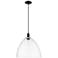Arcadia Bristol 16"W Matte Black Cord Hung Mini Pendant w/ Clear Shade