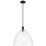 1_Arcadia Bristol 16"W Matte Black Cord Hung Mini Pendant w/ Seedy Shade