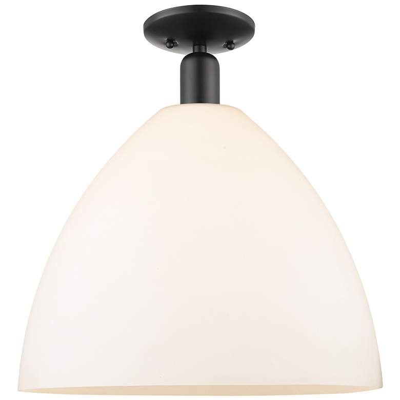 Image 1 Arcadia Bristol 16"W Matte Black Semi.Flush Mount w/ Matte White Shade
