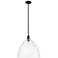 Arcadia Bristol 16"W Matte Black Stem Hung Mini Pendant w/ Seedy Shade