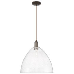 Arcadia Bristol 16"W Oiled Bronze Cord Mini Pendant w/ Seedy Shade