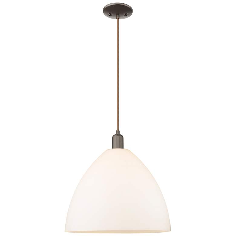 Image 1 Arcadia Bristol 16"W Oiled Bronze Cord Pendant w/ Matte White Shade