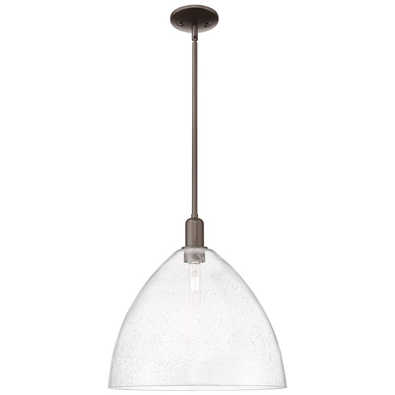 Image 1 Arcadia Bristol 16"W Oiled Bronze Stem Mini Pendant w/ Seedy Shade
