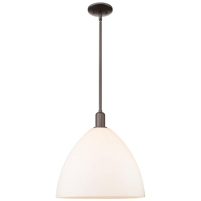 Image 1 Arcadia Bristol 16"W Oiled Bronze Stem Pendant w/ Matte White Shade