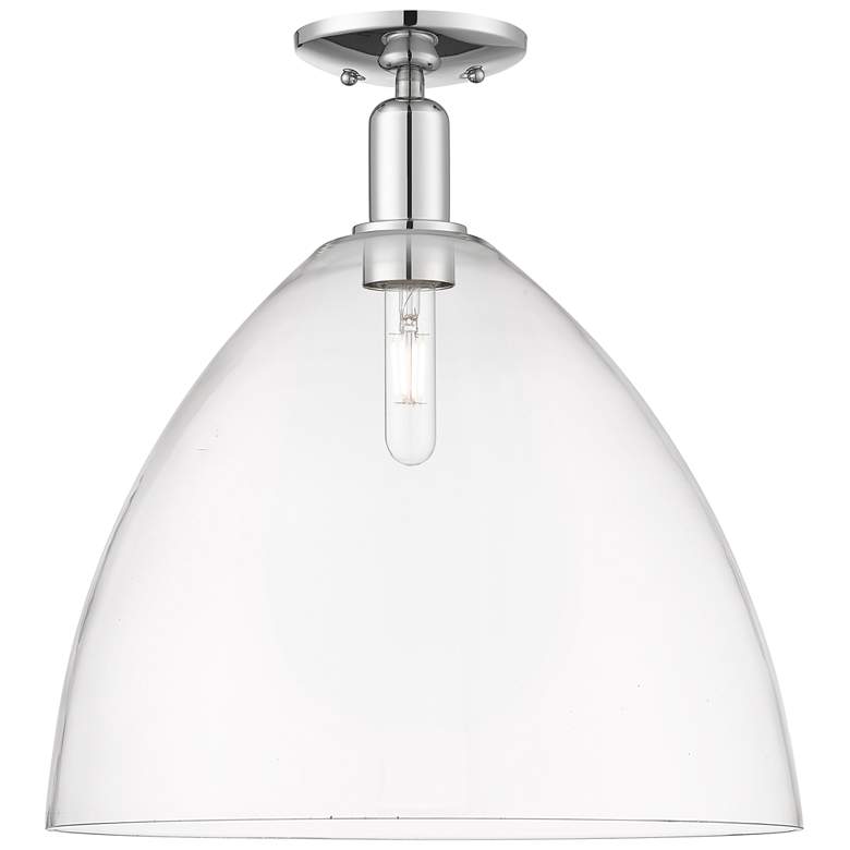 Image 1 Arcadia Bristol 16"W Polished Chrome Semi.Flush Mount With Clear Shade
