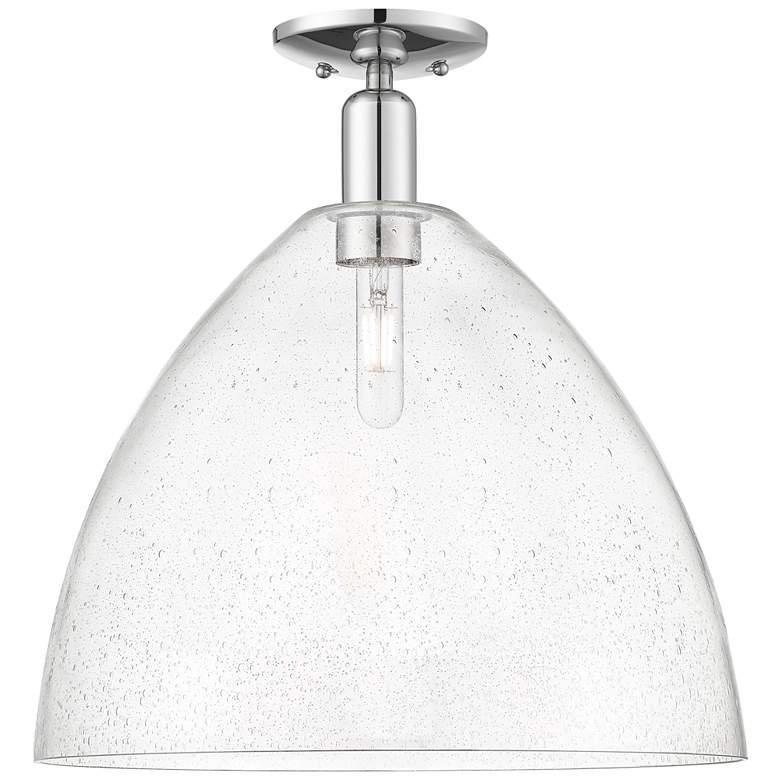 Image 1 Arcadia Bristol 16"W Polished Chrome Semi.Flush Mount With Seedy Shade