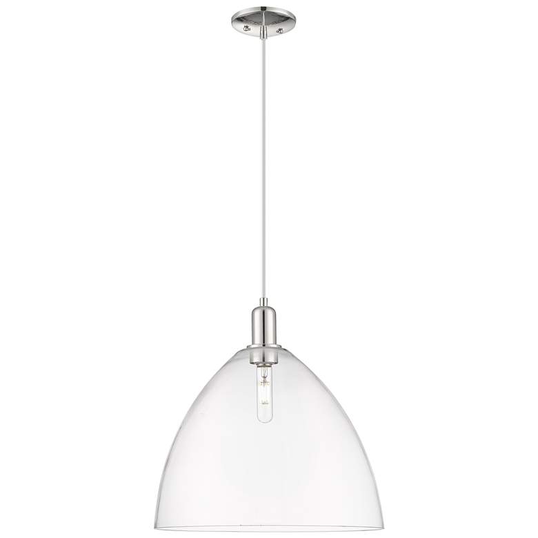 Image 1 Arcadia Bristol 16"W Polished Nickel Cord Mini Pendant w/ Clear Shade