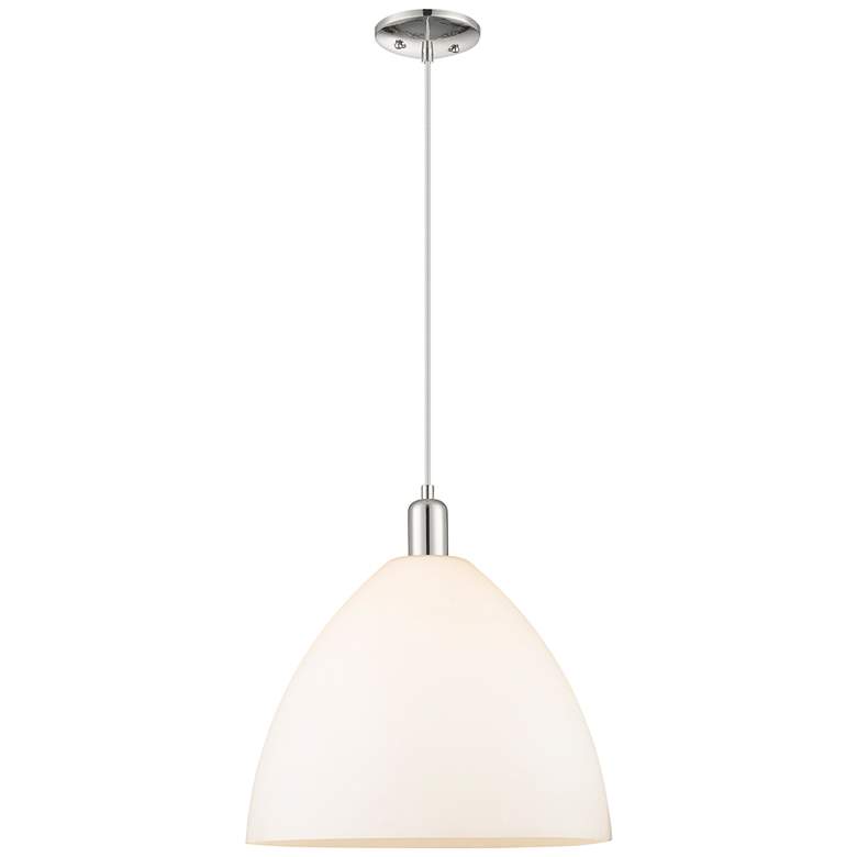 Image 1 Arcadia Bristol 16"W Polished Nickel Cord Pendant w/ Matte White Shade