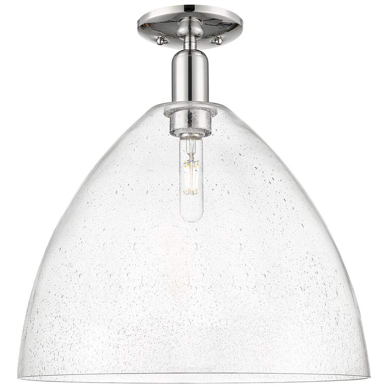 Image 1 Arcadia Bristol 16"W Polished Nickel Semi.Flush Mount With Seedy Shade